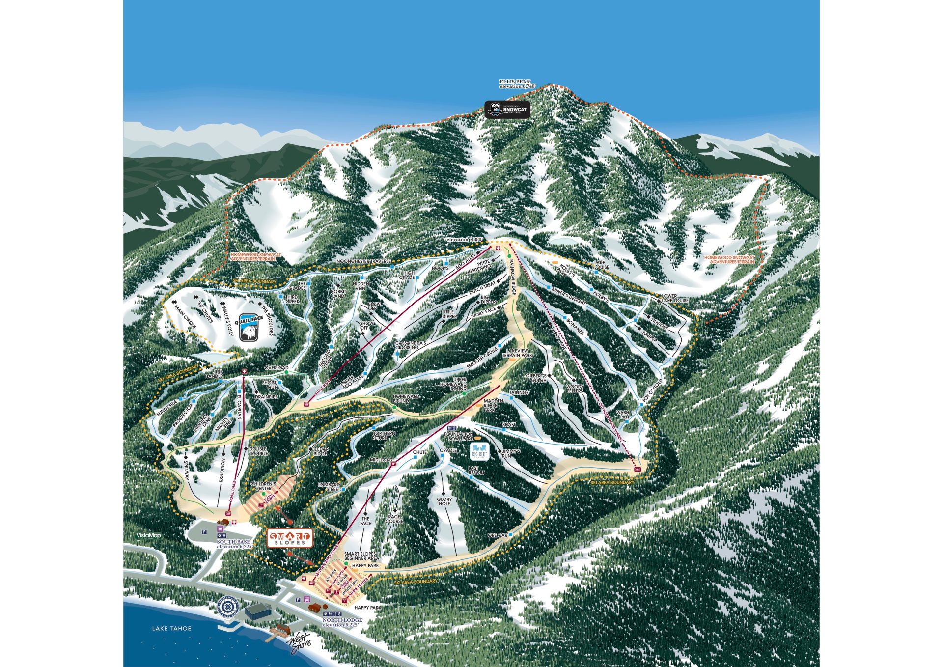 Homewood Mountain Resort Trail Map. Photo Credit: Homewood Mountain Resort