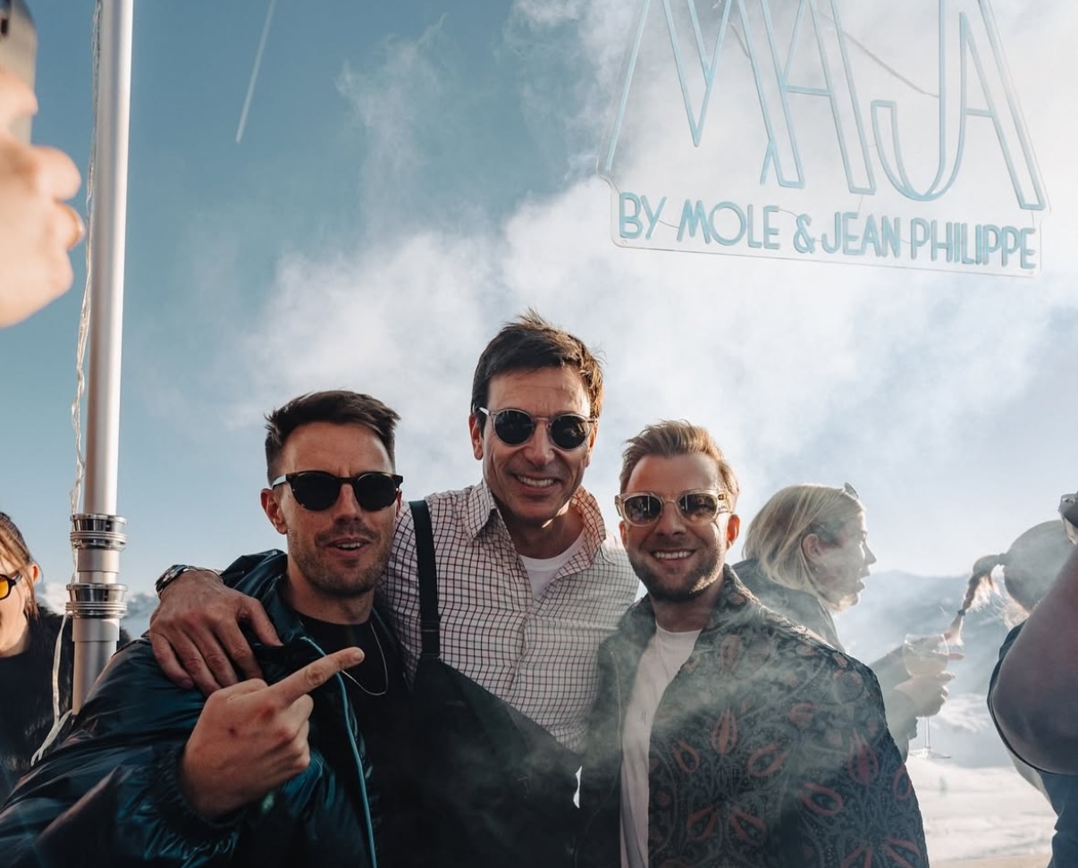 Mole and Jean-Philippe with Toto Wolff this past New Year’s Eve in Kitzbühel | Image: MAJA