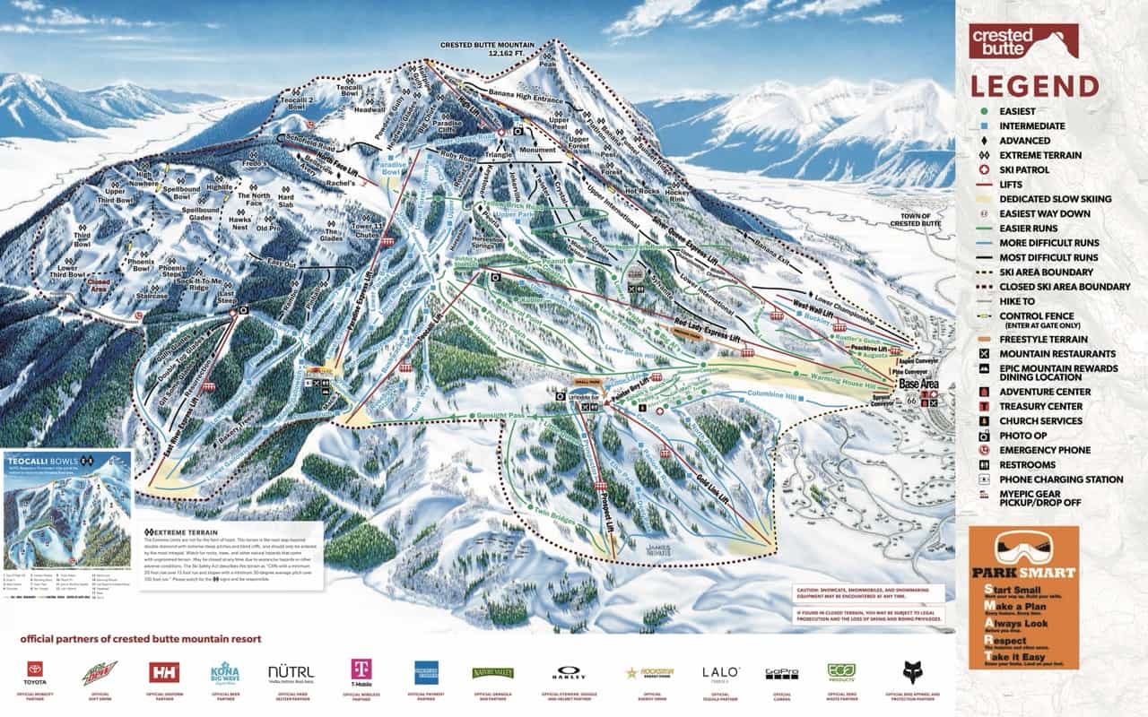 Crested Butte winter trail map.