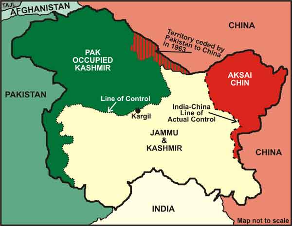 Map of Kashmir and its political factions