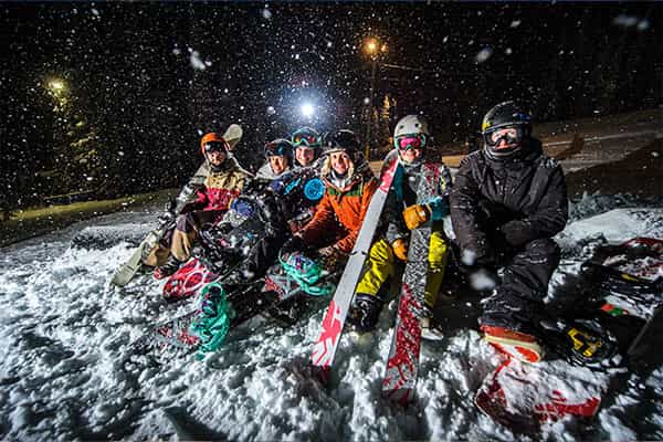 Night skiing at Big White ski resort