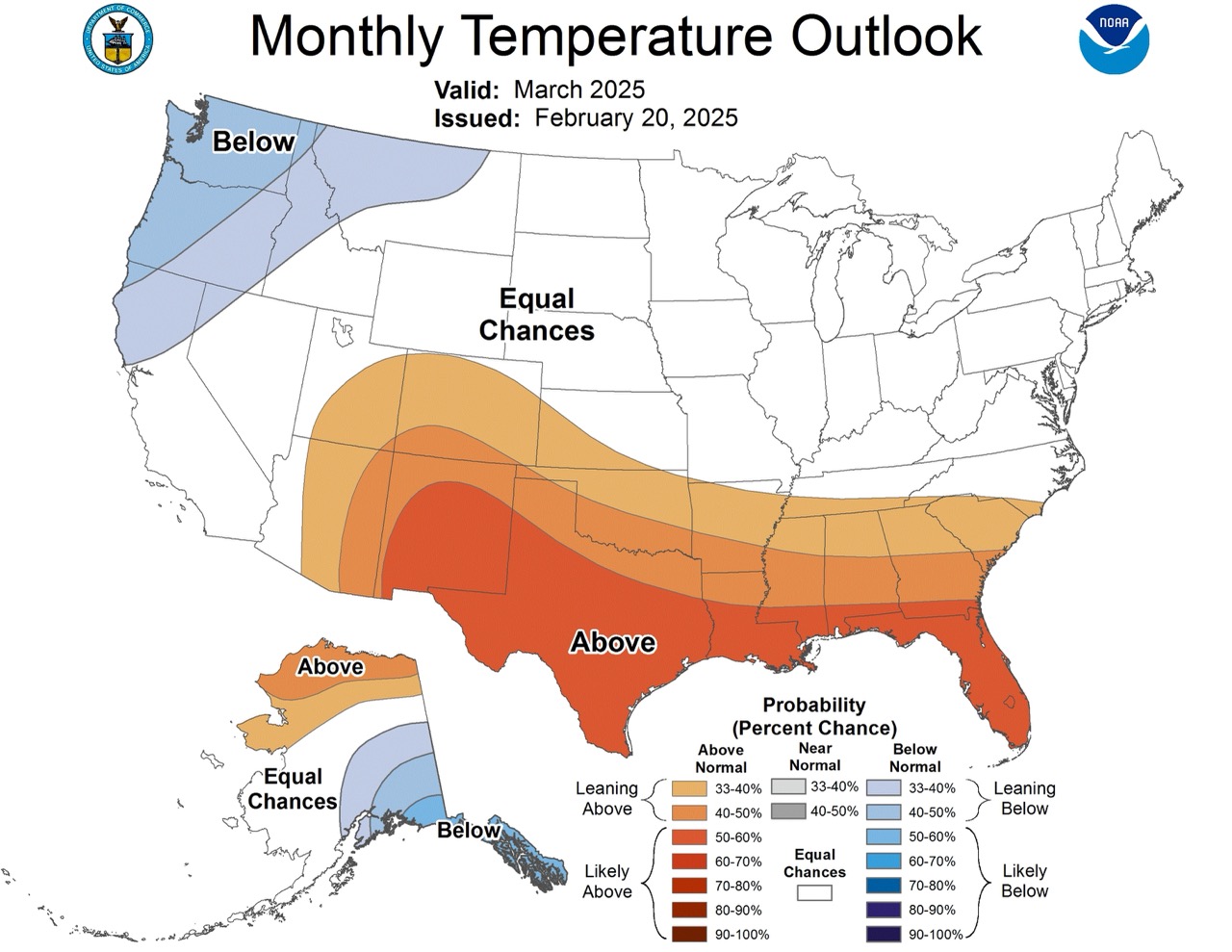 March 2025 temperature outlook | Image: NOAA