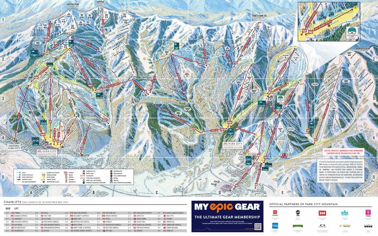 Park City and Canyons winter trail map.