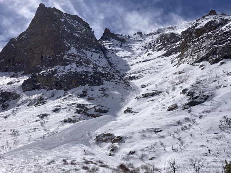 Looking up at the Terminal Couloir avalanche. | Photo: Utah Avalanche Center