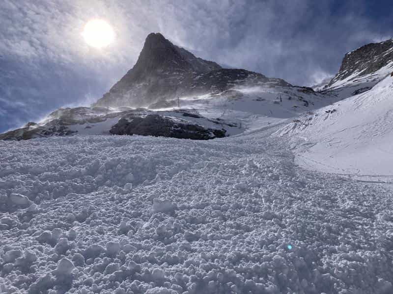 Looking up at the Terminal Couloir avalanche. | Photo: Utah Avalanche Center