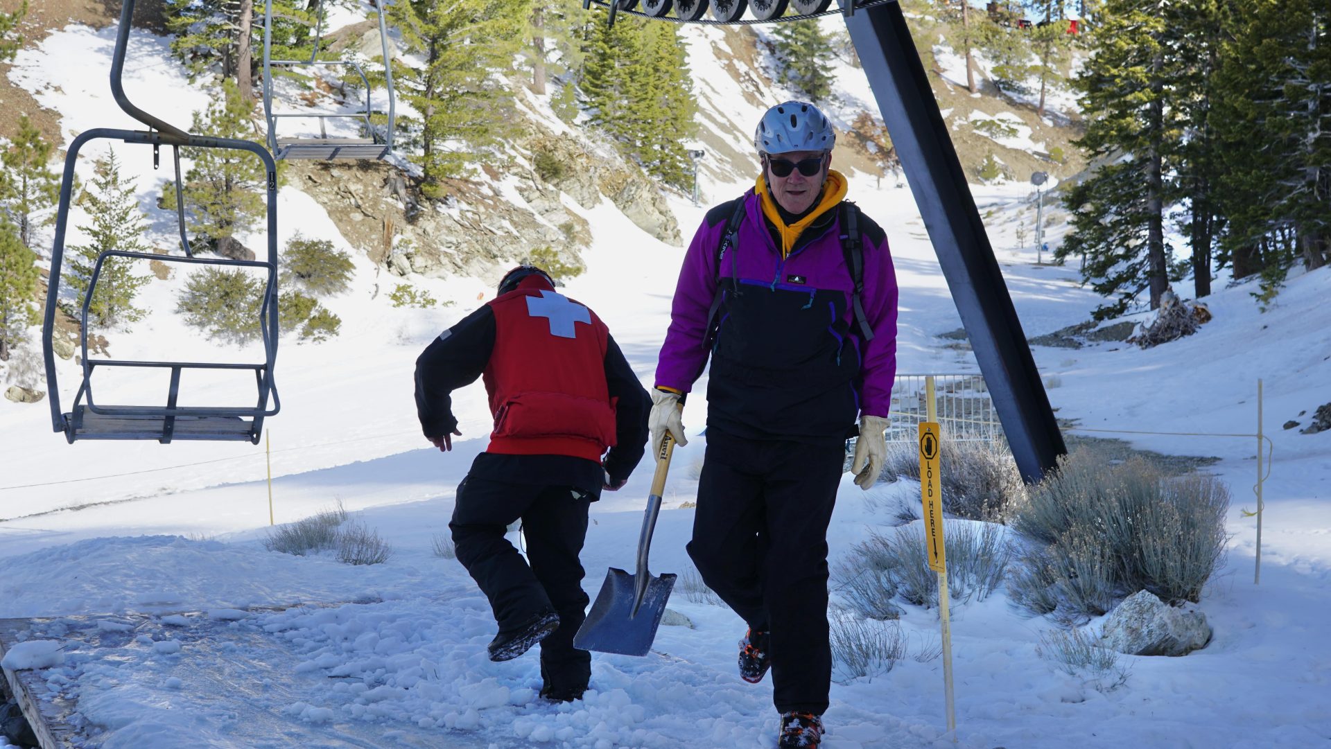 Former ski patrol shovels Chair 2