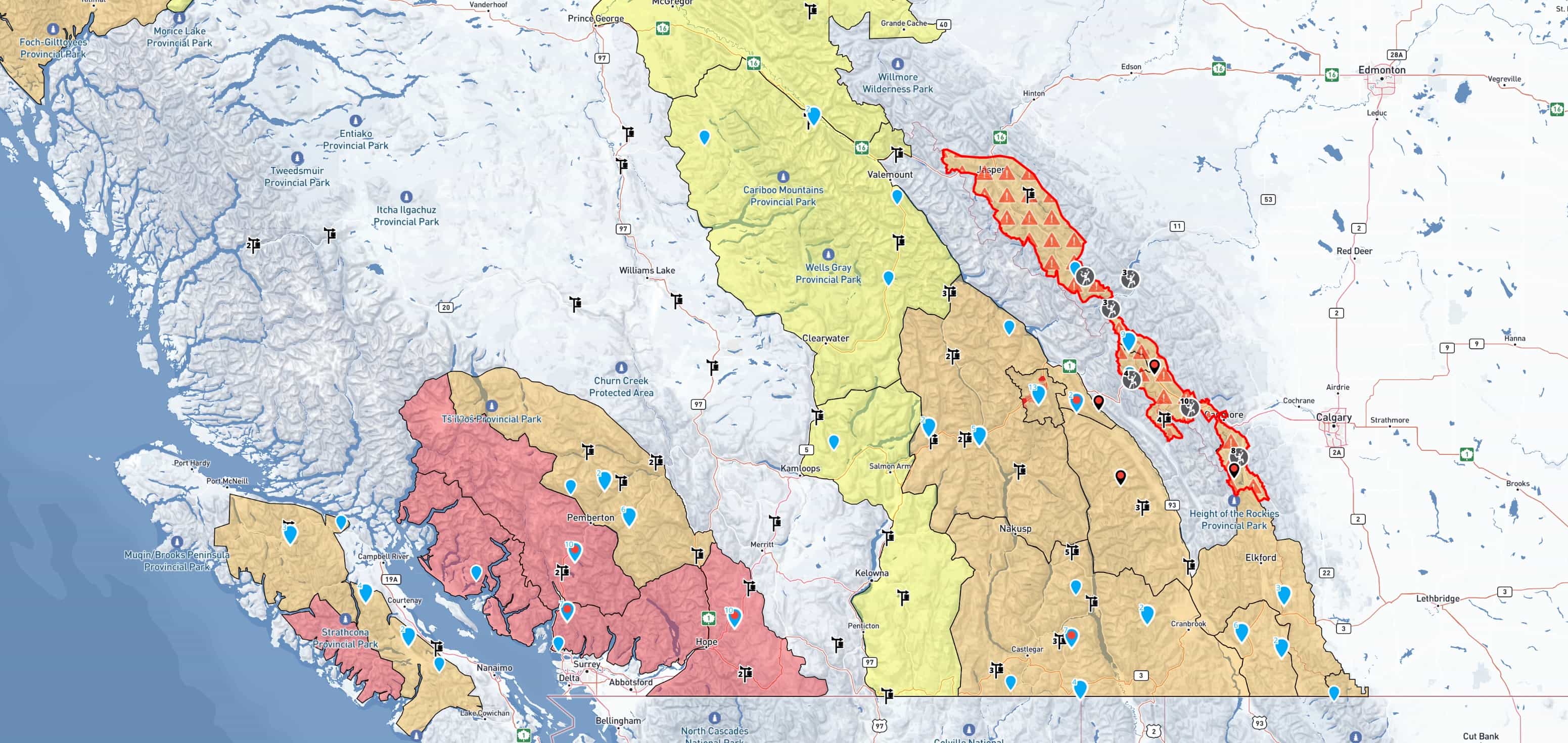 Today's avalanche forecast across Canada. | Image: Avalanche Canada