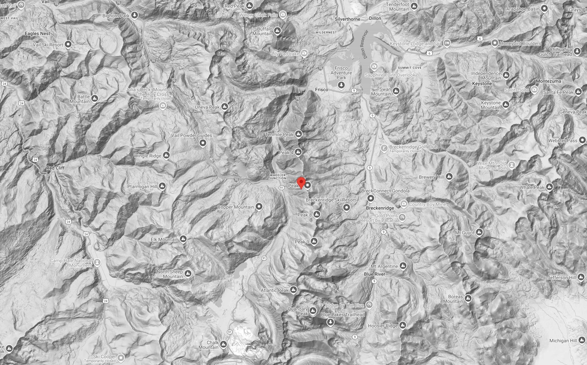 The location of the avalanche, just outside the Breckenridge Ski Area boundary. | Image: CAIC