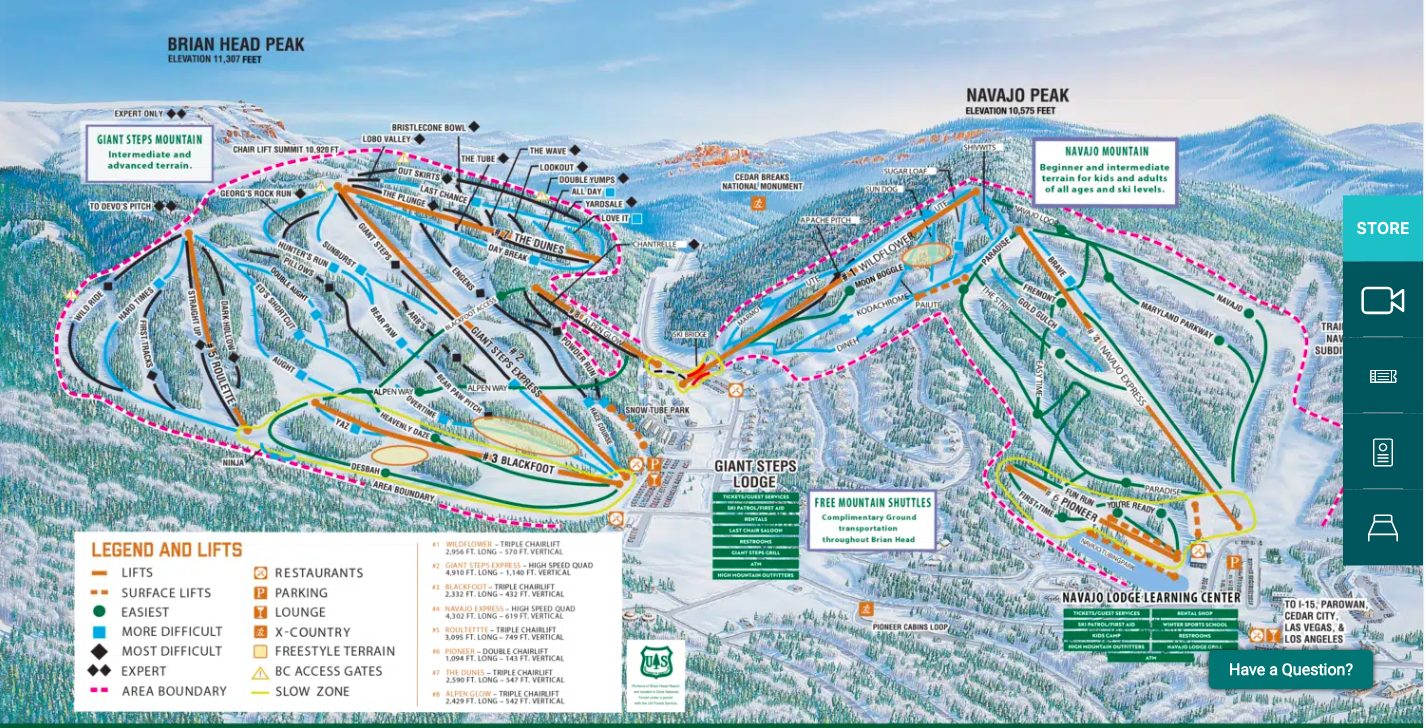 Brian Head, Utah, trail map.