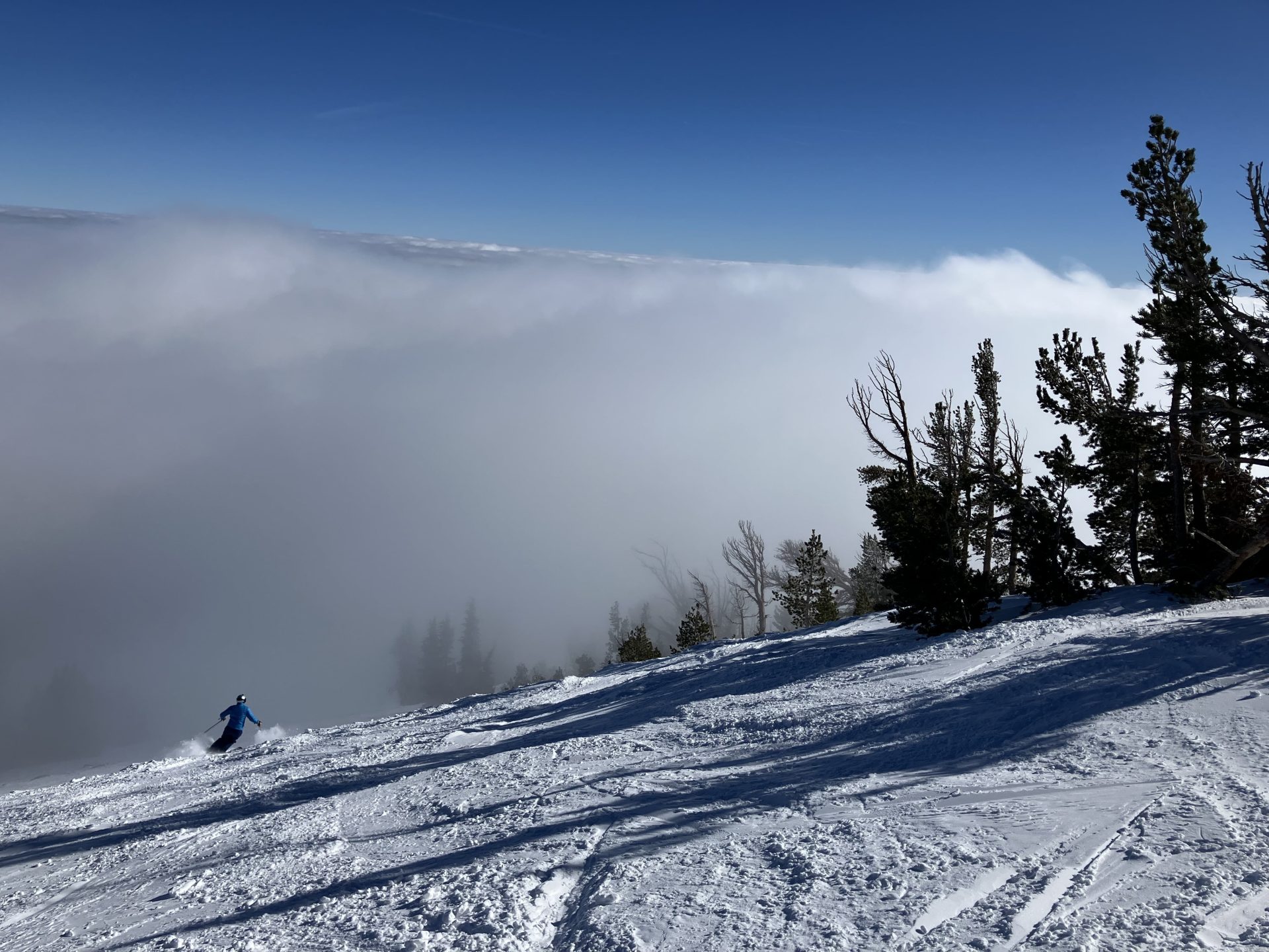 Skiing above the clouds at Mt Rose. PC: Claire Weiss