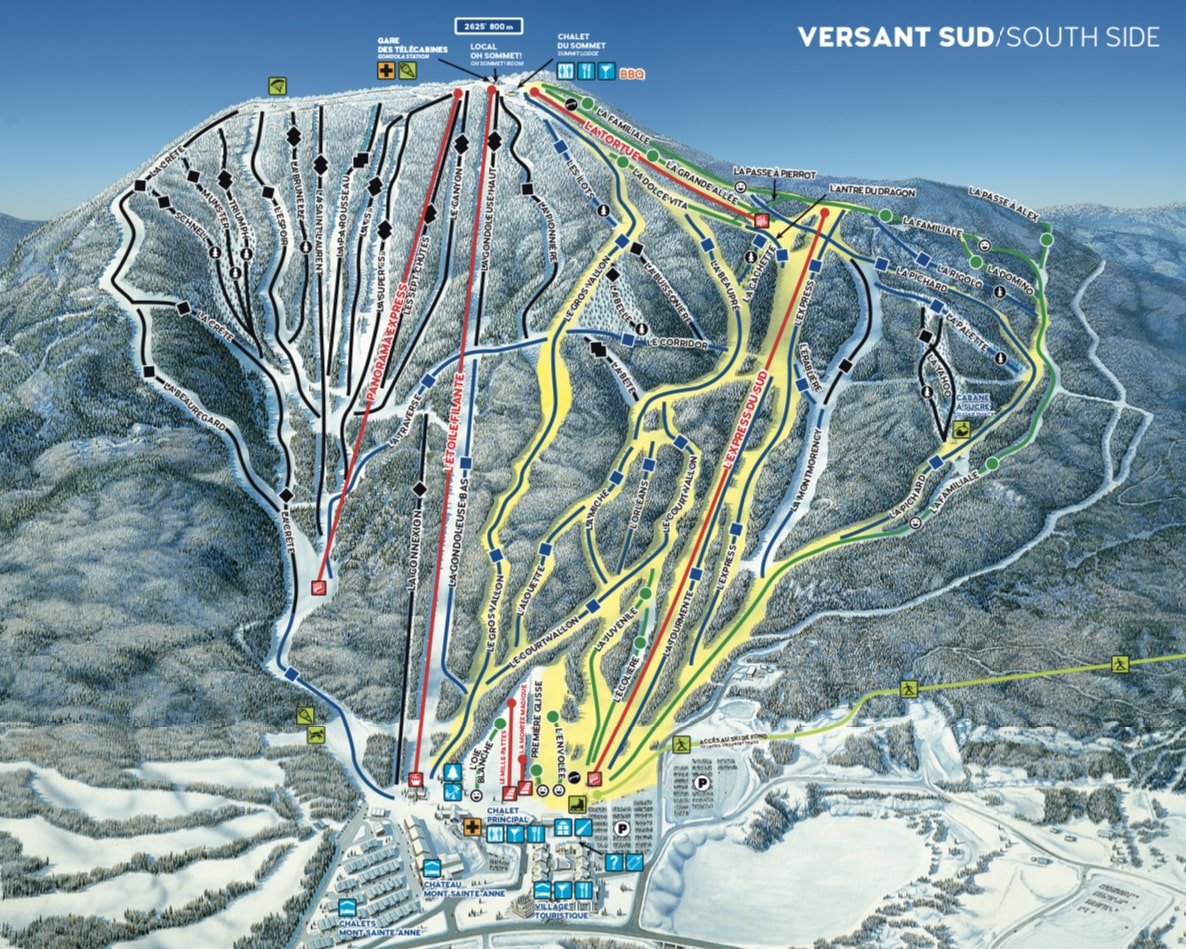 South side trail map of Mont Sainte Anne