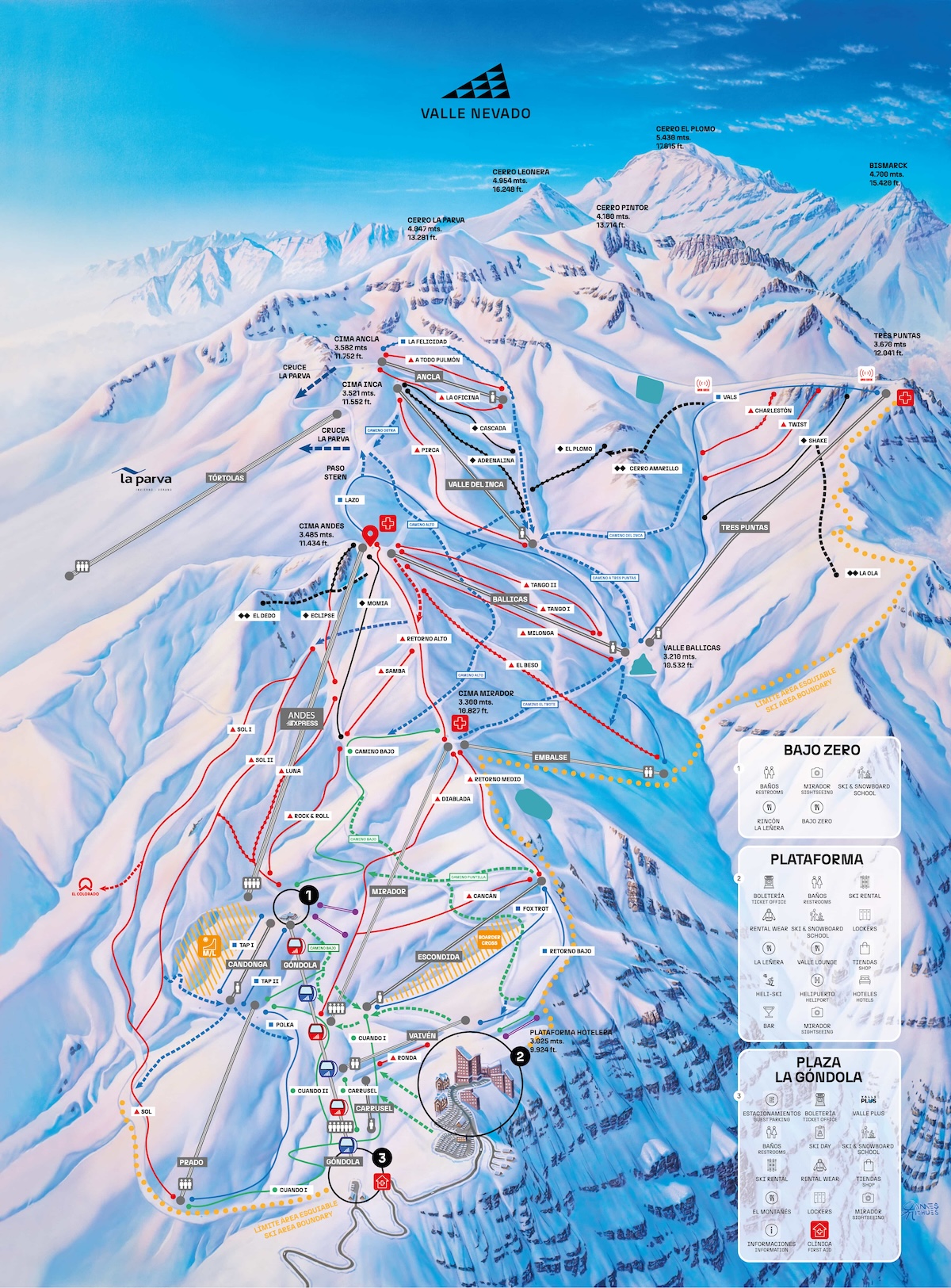 Valle Nevado 2025 trail map.