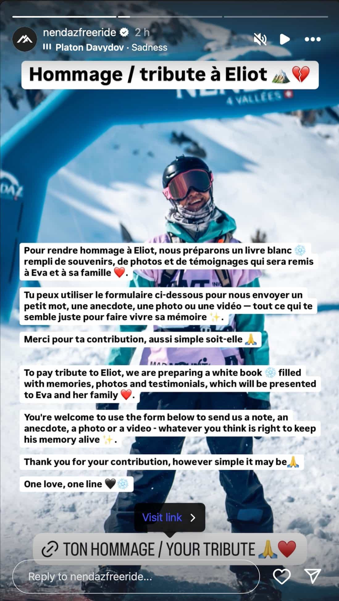 Nendaz Freeride has set up a White Book for you to contribute memories, photos, and testimonials. | Image: nendazfreeride