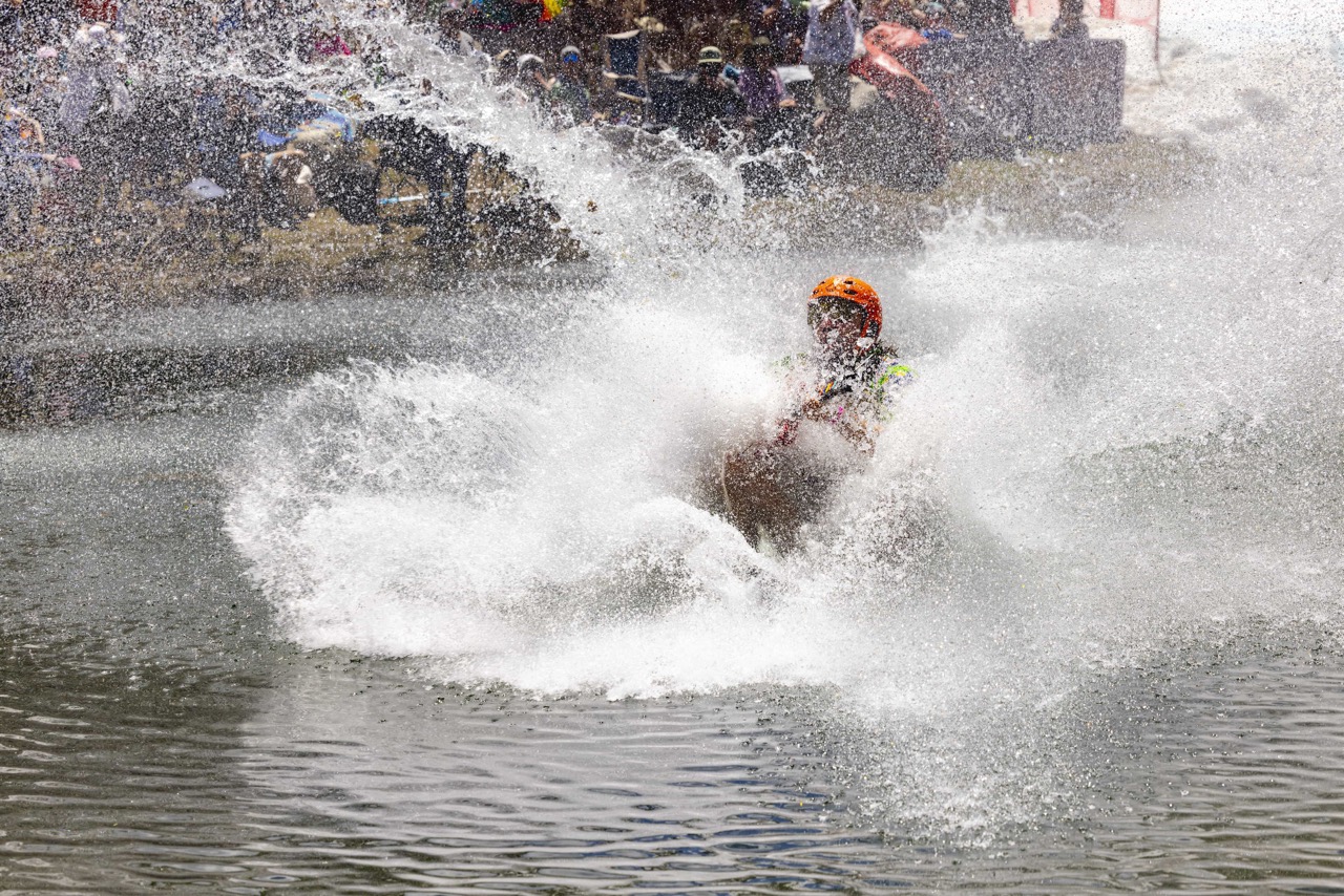 Cushing Crossing–The Original Pond Skim. | Photo: Ryan Salm / Palisades Tahoe