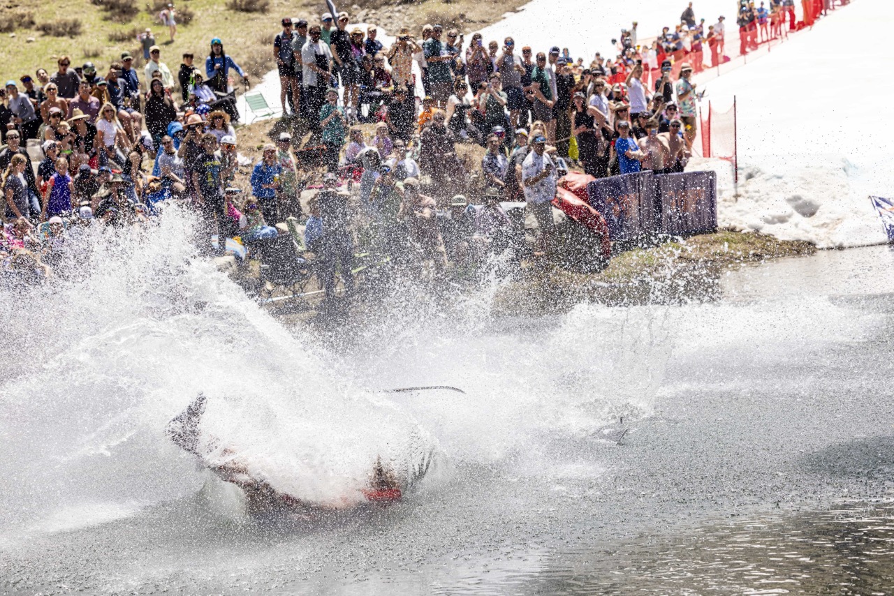 Cushing Crossing–The Original Pond Skim. | Photo: Ryan Salm / Palisades Tahoe