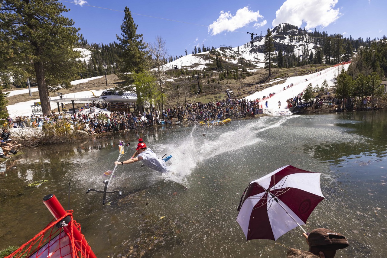 Cushing Crossing–The Original Pond Skim. | Photo: Ryan Salm / Palisades Tahoe