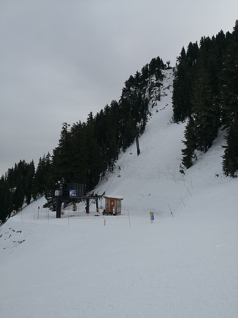 The steepest of all chairlifts in North America is the famed 7th Heaven chair at Stevens Pass.