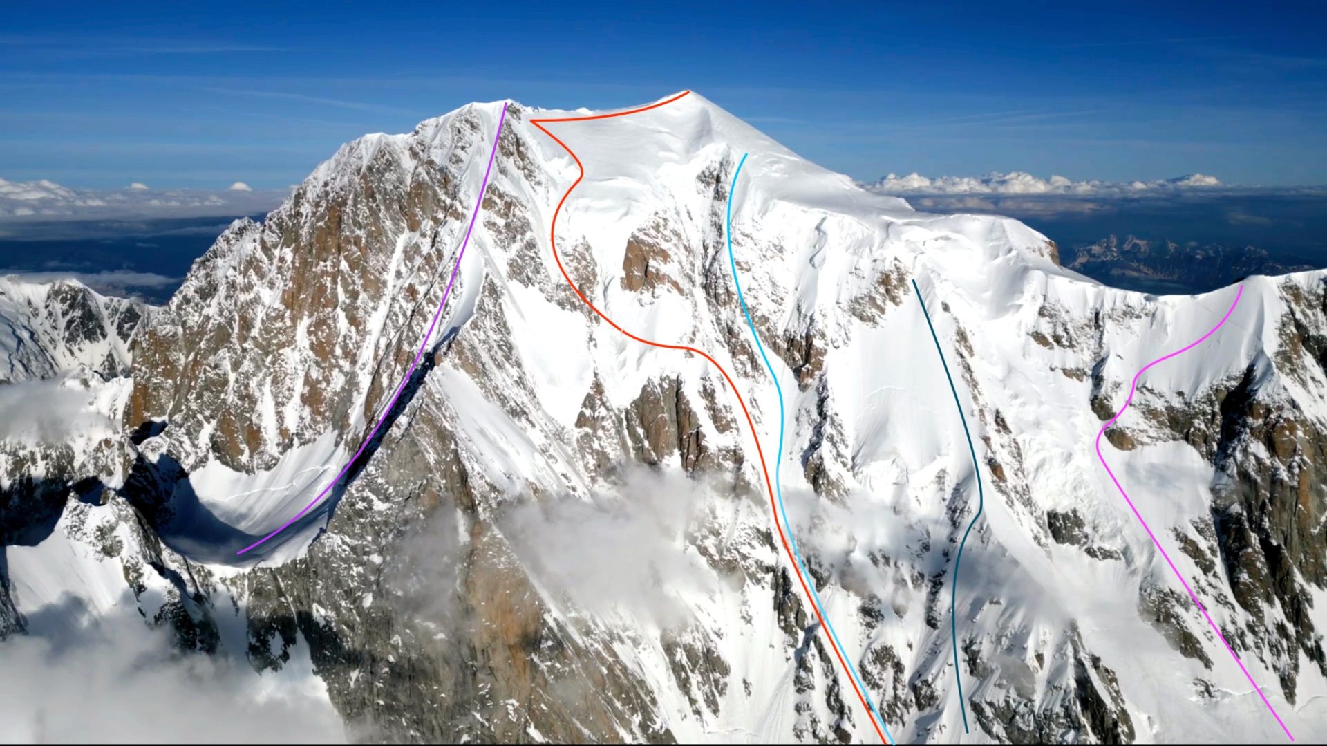 mont blanc steep ski lines