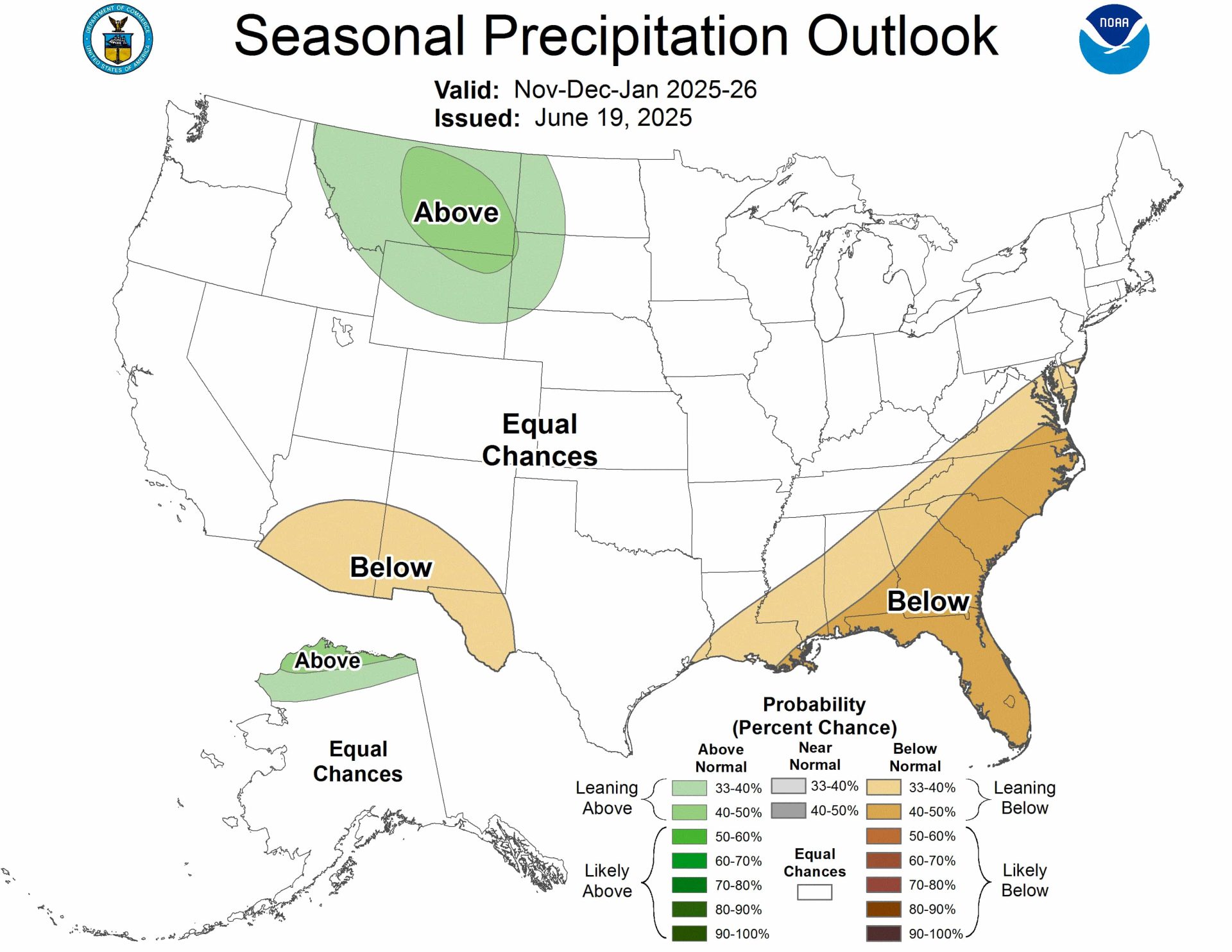 NDJ precipitation outlook. | Image: NOAA