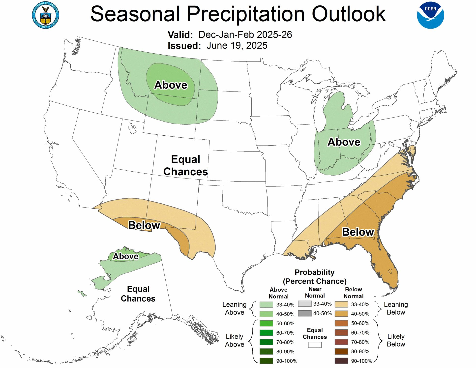 DJF precipitation outlook. | Image: NOAA