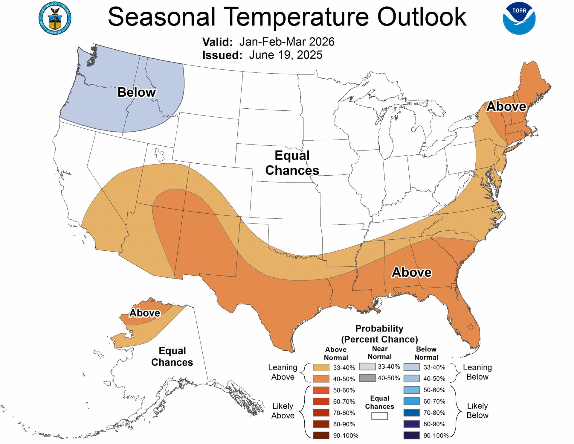 JFM temperature outlook. | Image: NOAA