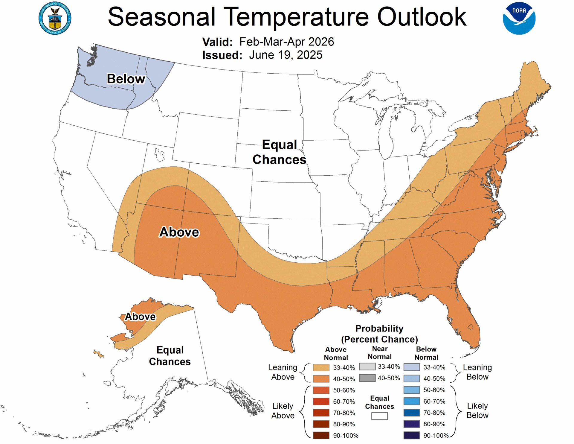 FMA temperature outlook. | Image: NOAA
