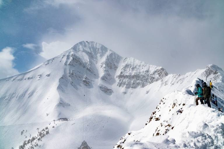 One of the US's steepest chairlifts, Headwater lift, with the formidable Lone Peak in the background.