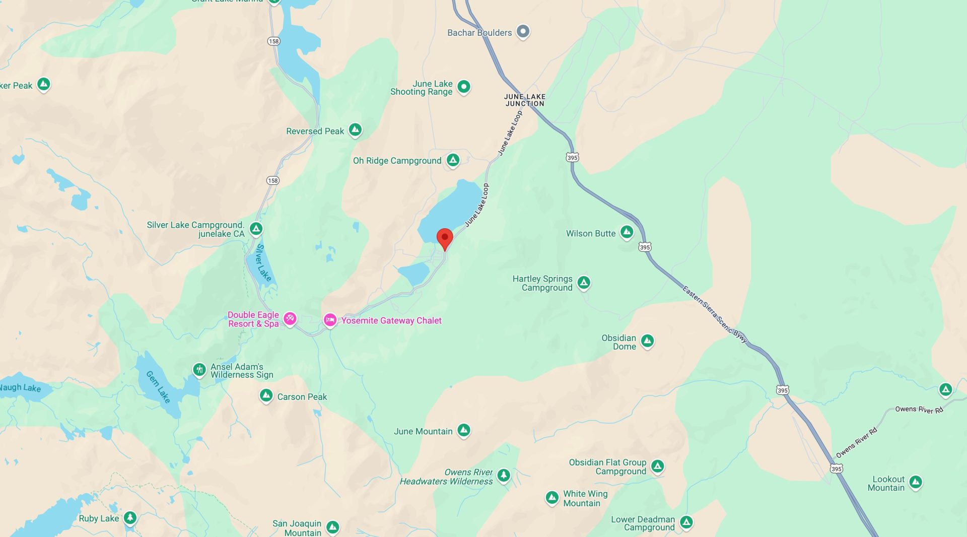 Pin marks the location of 2588 CA Highway 158.