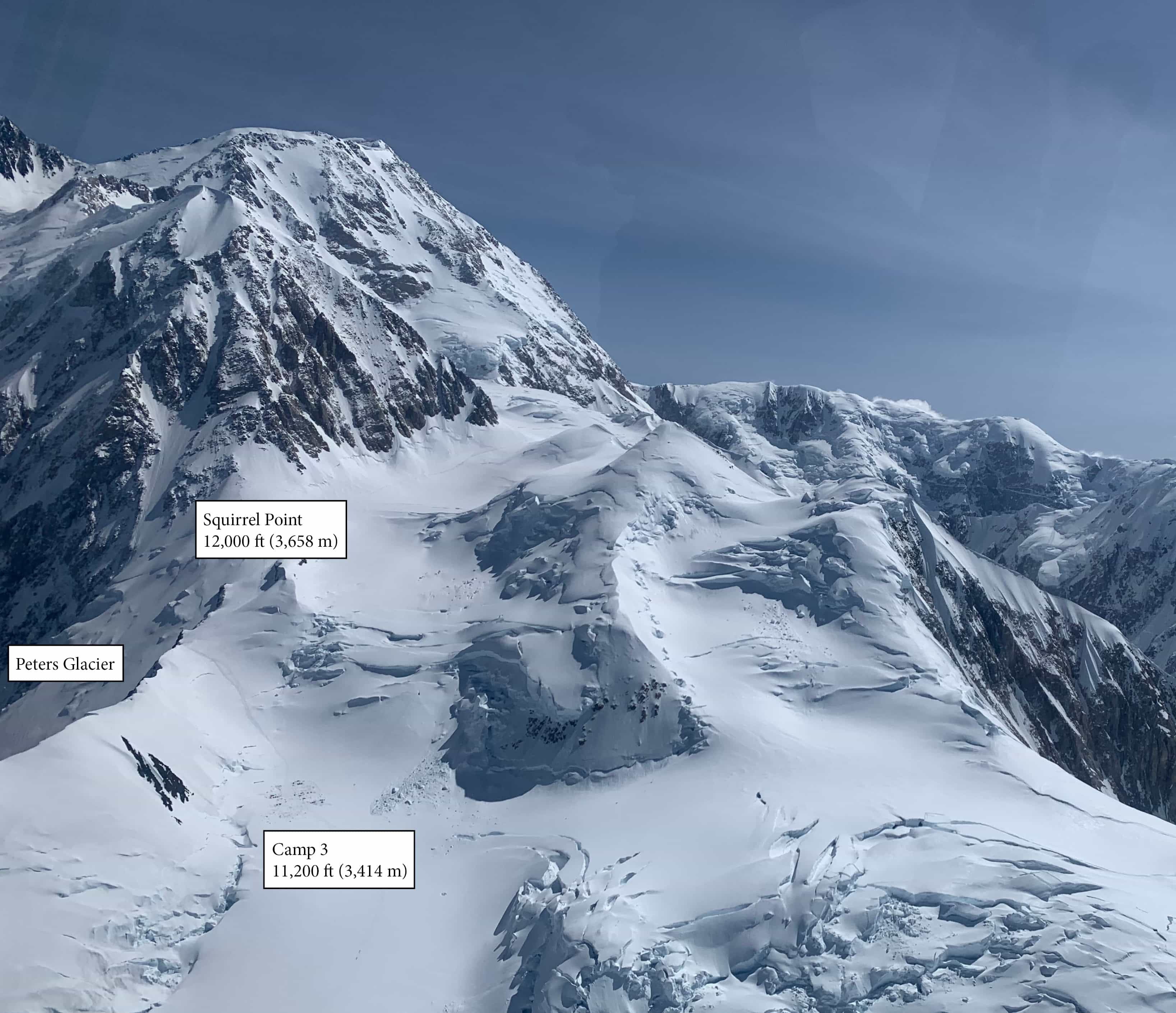Photo of the area on the Mt. McKinley West Buttress Route where the fall took place on June 2, 2025. | Image: NPS